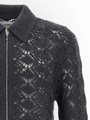 Openwork wool cardigan Man JIL SANDER Gray