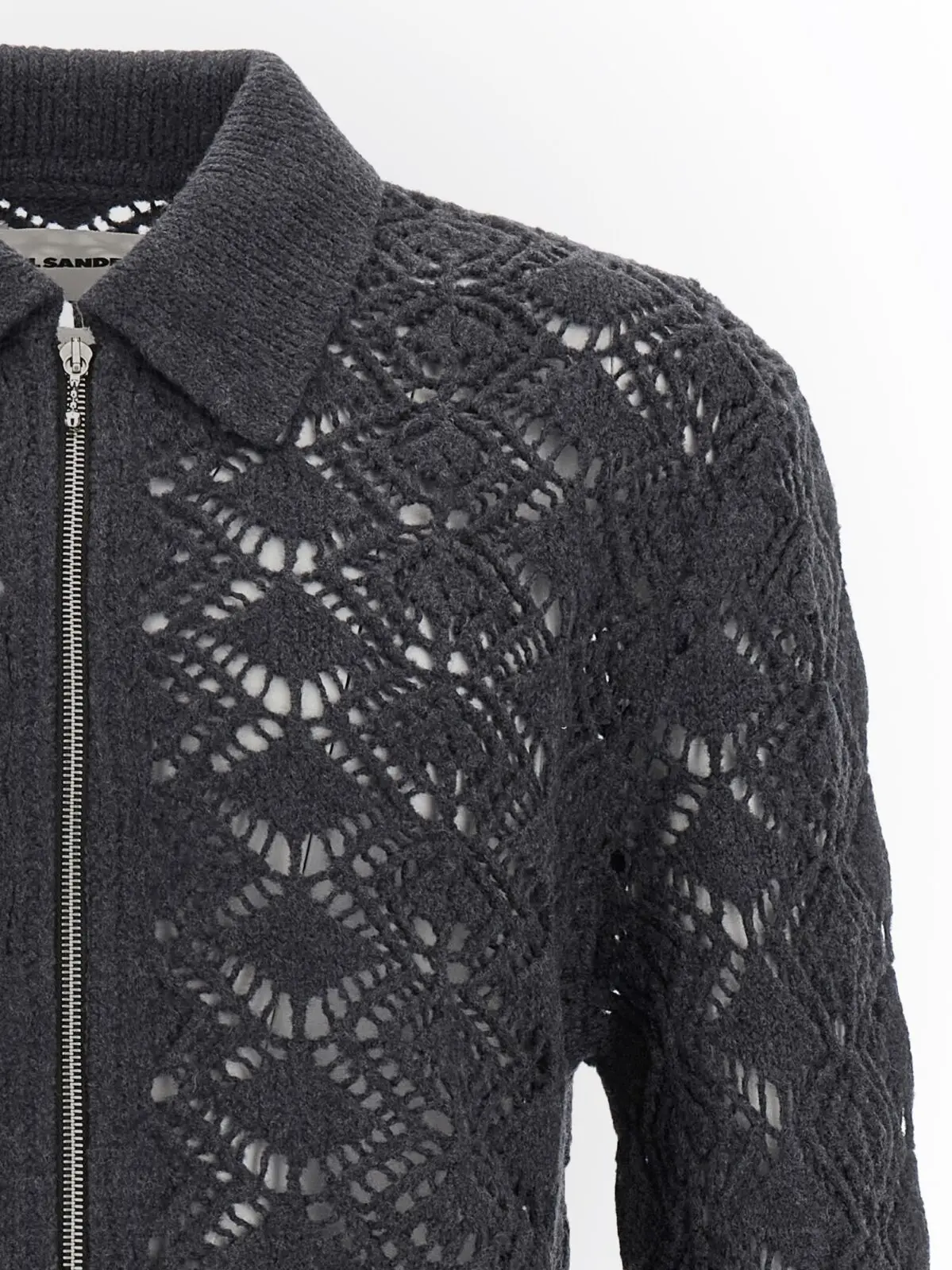 Кардиган Jil Sander з ажурної вовни Сірий 3 Openwork wool cardigan Man JIL SANDER Gray