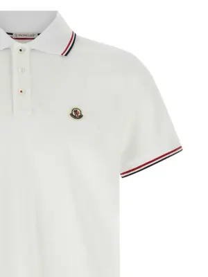 Piqué cotton polo shirt Man MONCLER White