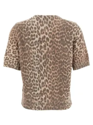 'Leopard Wool Mix' T-shirt K2500943 GANNI Brown
