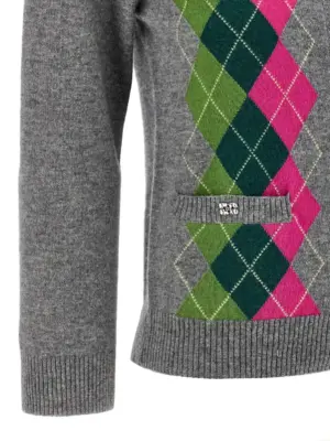 'Grey Check' cardigan 70% merino wool 30% cachemire GANNI Gray