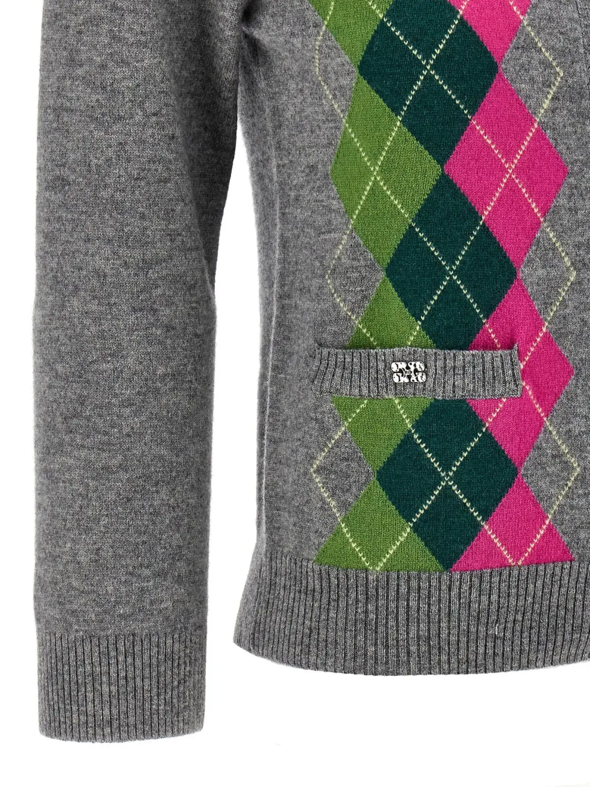 Кардиган Ganni Grey Check Сірий 4 'Grey Check' cardigan 70% merino wool 30% cachemire GANNI Gray