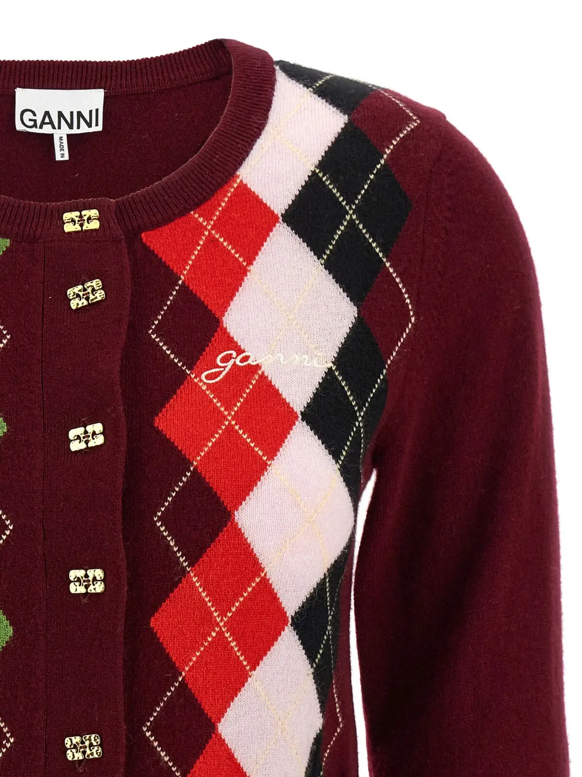 Кардиган Burgundy Check Ganni Бордовий 3 'Burgundy Check' cardigan Woman GANNI Bordeaux