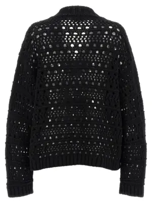 'Black Crochet V-neck' sweater K2543099 GANNI Black