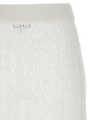 'Shiny Pointelle Knit' skirt Woman GANNI White