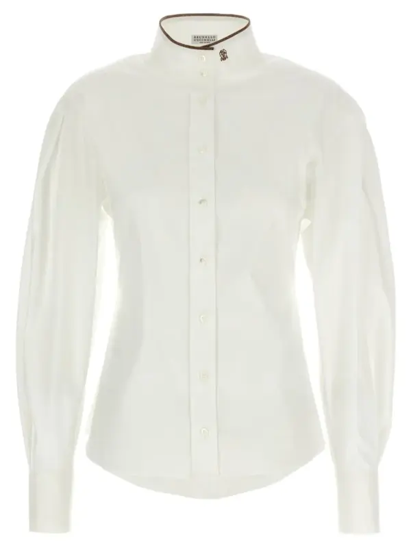 'Shiny Collar Detail' shirt BRUNELLO CUCINELLI White