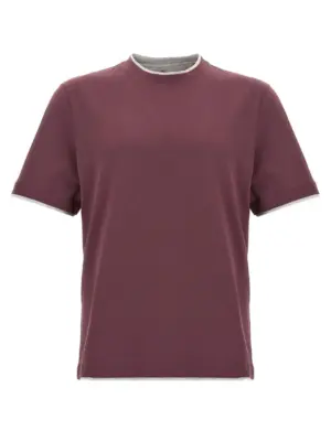 Double layer t-shirt BRUNELLO CUCINELLI Bordeaux