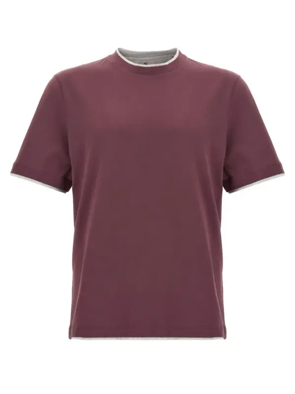 Double layer t-shirt BRUNELLO CUCINELLI Bordeaux