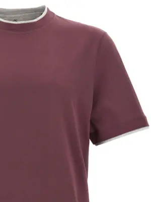Double layer t-shirt Man BRUNELLO CUCINELLI Bordeaux