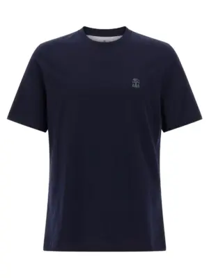 Logo print T-shirt BRUNELLO CUCINELLI Blue
