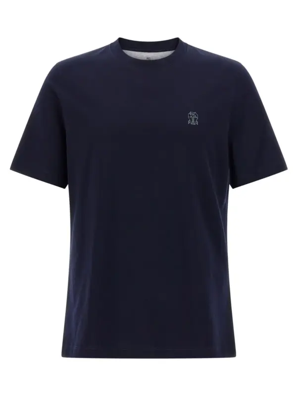 Logo print T-shirt BRUNELLO CUCINELLI Blue