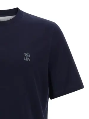 Logo print T-shirt Man BRUNELLO CUCINELLI Blue