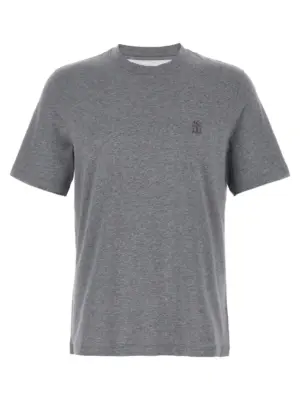 Logo print T-shirt BRUNELLO CUCINELLI Gray