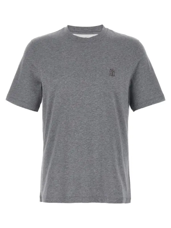 Logo print T-shirt BRUNELLO CUCINELLI Gray