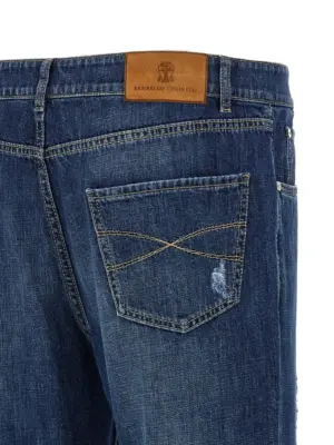 Used effect jeans 100% cotton BRUNELLO CUCINELLI Blue