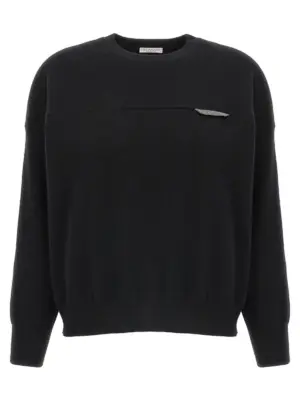 Monile crop sweater BRUNELLO CUCINELLI Black