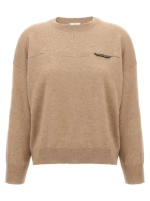Monile crop sweater BRUNELLO CUCINELLI Beige