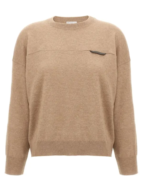 Monile crop sweater BRUNELLO CUCINELLI Beige
