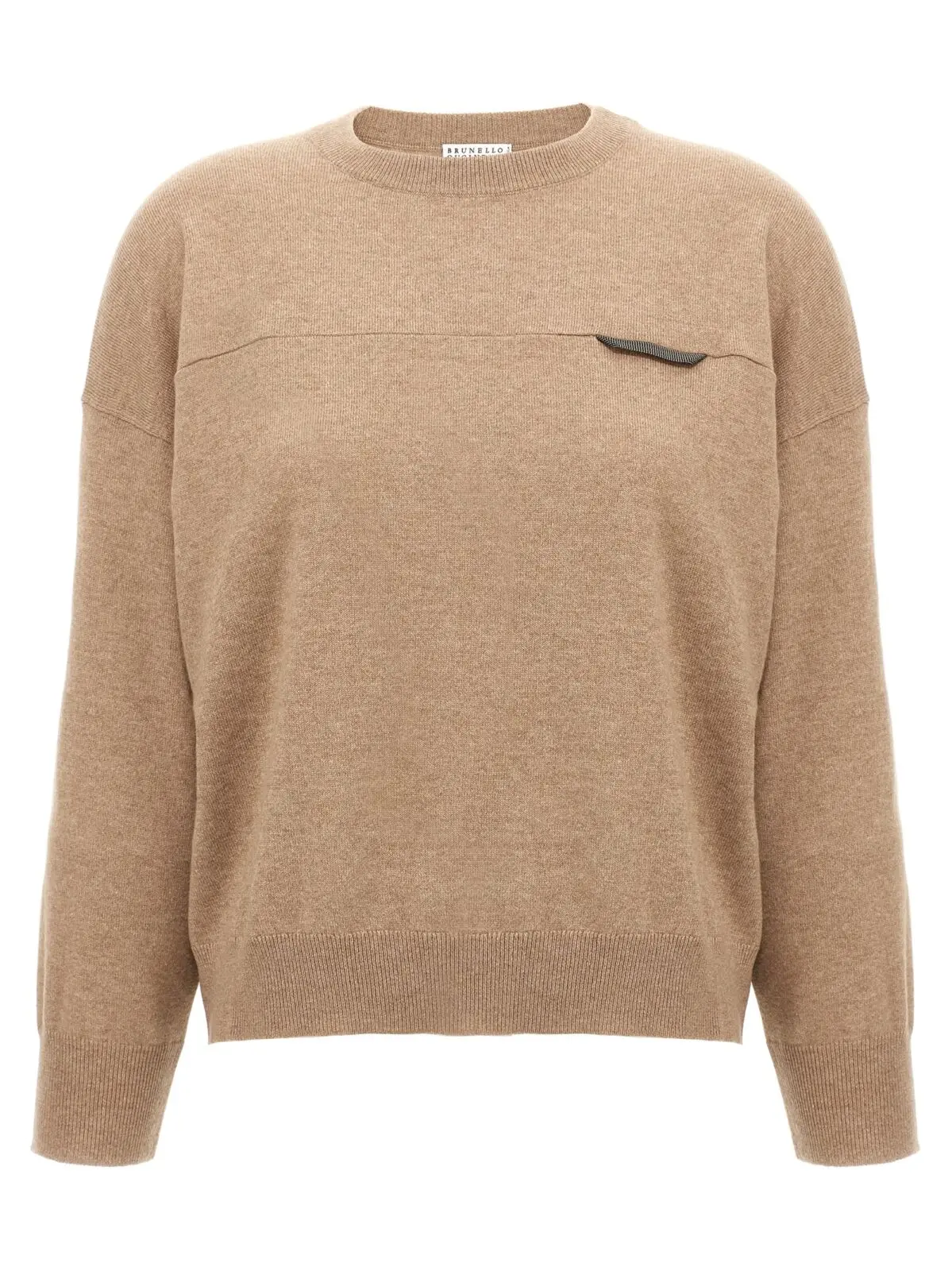 Кроп-светр Monile Brunello Cucinelli Бежевий 1 Monile crop sweater BRUNELLO CUCINELLI Beige