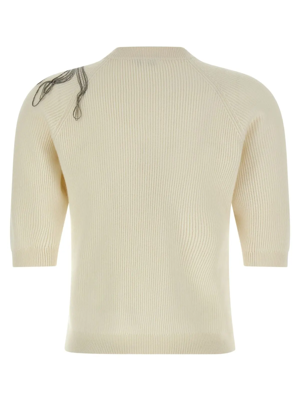 Светр Brunello Cucinelli Shiny Flower Embroidery Білий 2 'Shiny Flower Embroidery' sweater M12218900C159 BRUNELLO CUCINELLI White