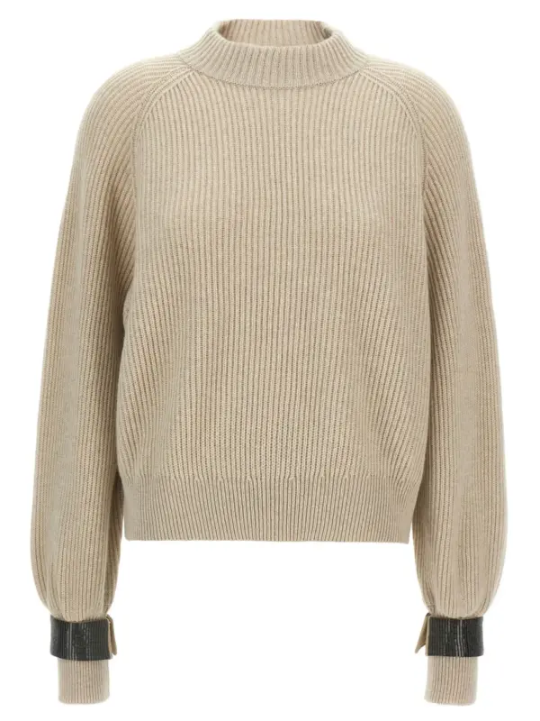 Monile cuffs sweater BRUNELLO CUCINELLI Beige