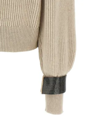 Monile cuffs sweater 100% cashmere BRUNELLO CUCINELLI Beige