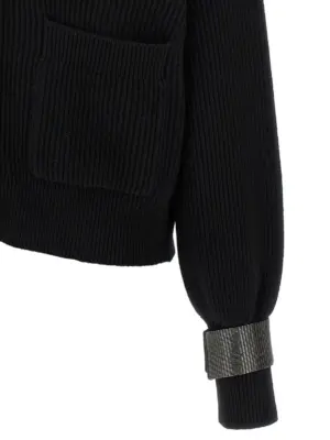 Monile cuff cardigan 100% cashmere BRUNELLO CUCINELLI Black