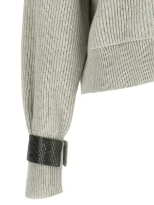 Monile cuff cardigan 100% cashmere BRUNELLO CUCINELLI Gray