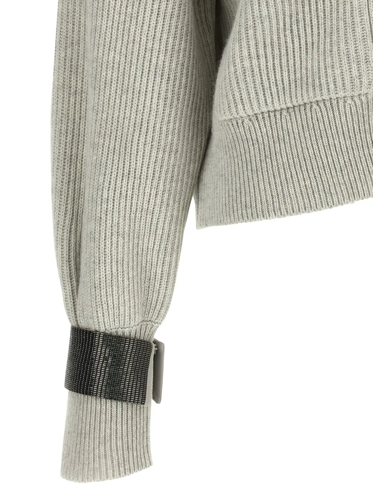 Кардиган з манжетом Monile Brunello Cucinelli Сірий 4 Monile cuff cardigan 100% cashmere BRUNELLO CUCINELLI Gray