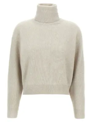 Ribbed turtleneck sweater BRUNELLO CUCINELLI Beige