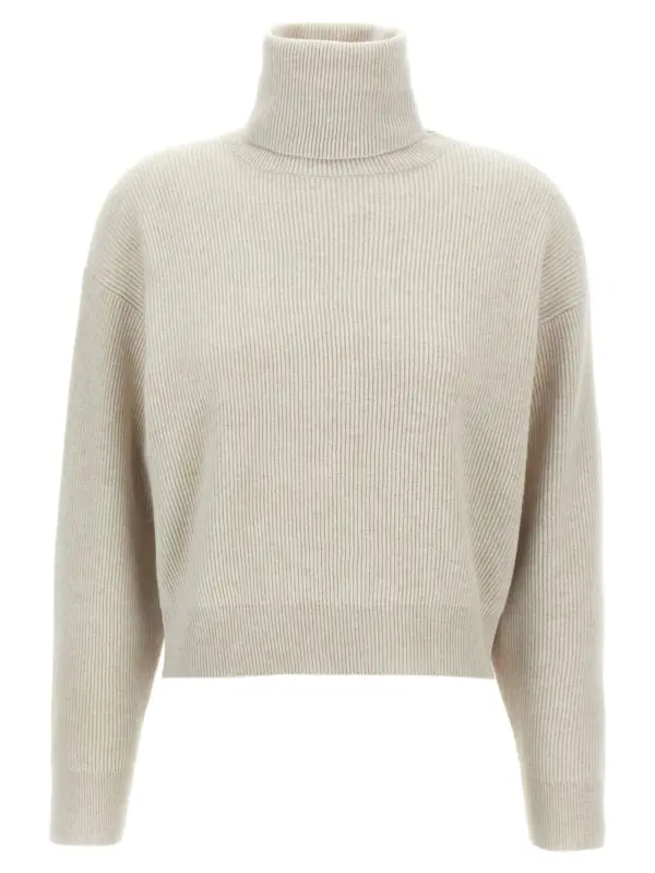 Ribbed turtleneck sweater BRUNELLO CUCINELLI Beige