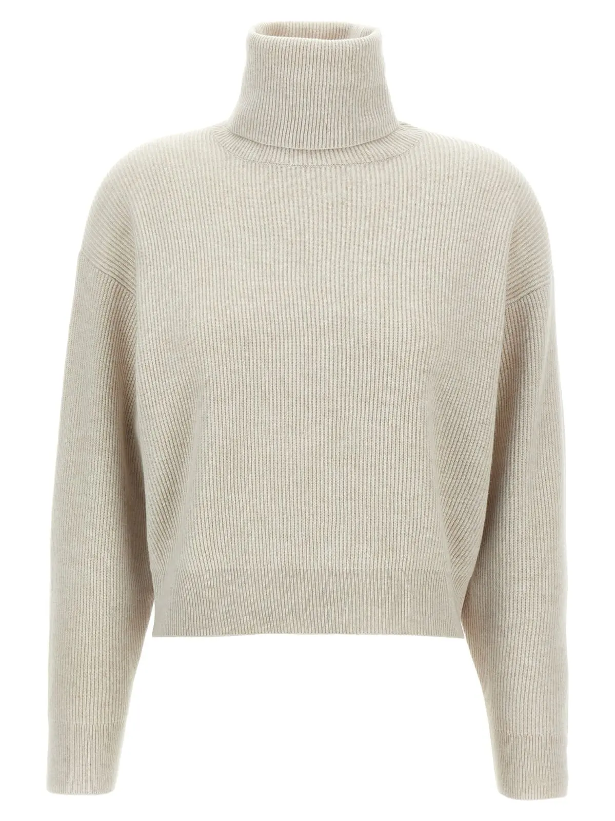 Гольф у рубчик Brunello Cucinelli Бежевий 1 Ribbed turtleneck sweater BRUNELLO CUCINELLI Beige