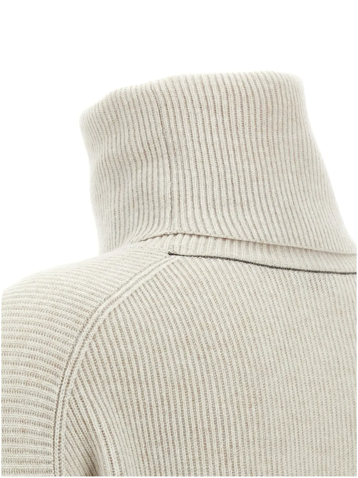 Гольф у рубчик Brunello Cucinelli Бежевий 4 Ribbed turtleneck sweater 60% wv