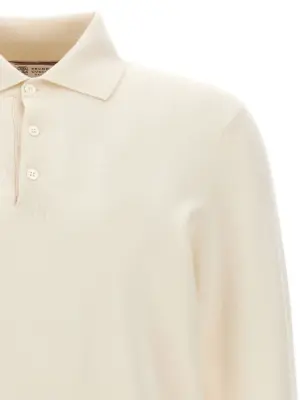 Cashmere polo shirt Man BRUNELLO CUCINELLI White