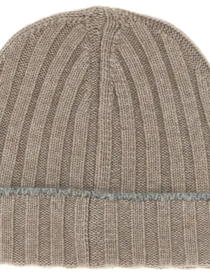 Cashmere turn-up beanie Man BRUNELLO CUCINELLI Beige