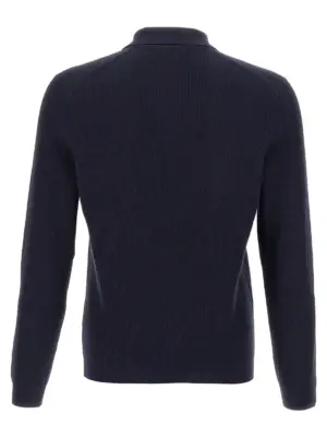 Crochet polo shirt M29203535CW425 BRUNELLO CUCINELLI Blue