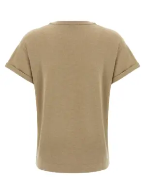 Lamé cashmere t-shirt M41810000C077 BRUNELLO CUCINELLI Beige