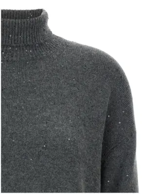 Sequin sweater Woman BRUNELLO CUCINELLI Gray