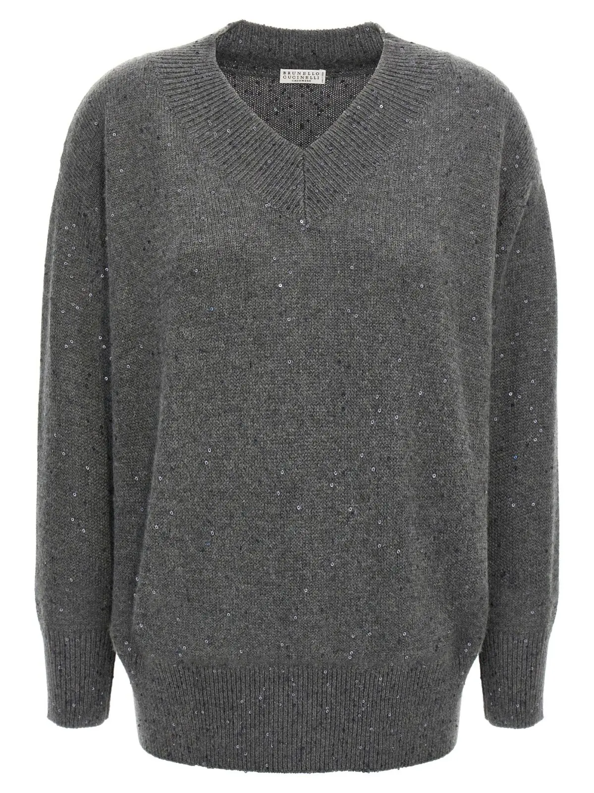 Светр з паєтками Brunello Cucinelli Сірий 1 Sequin sweater BRUNELLO CUCINELLI Gray