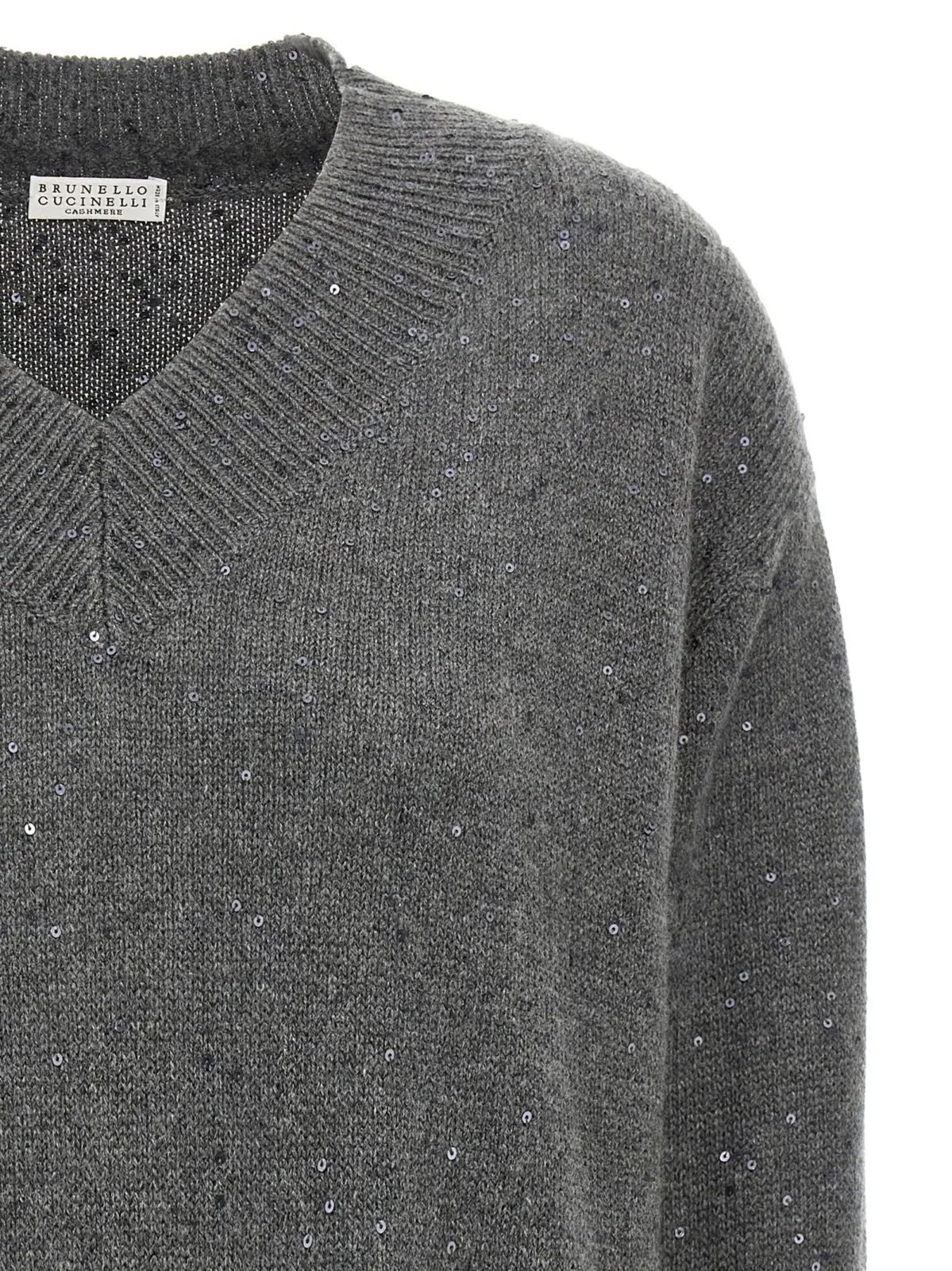 Светр з паєтками Brunello Cucinelli Сірий 3 Sequin sweater Woman BRUNELLO CUCINELLI Gray