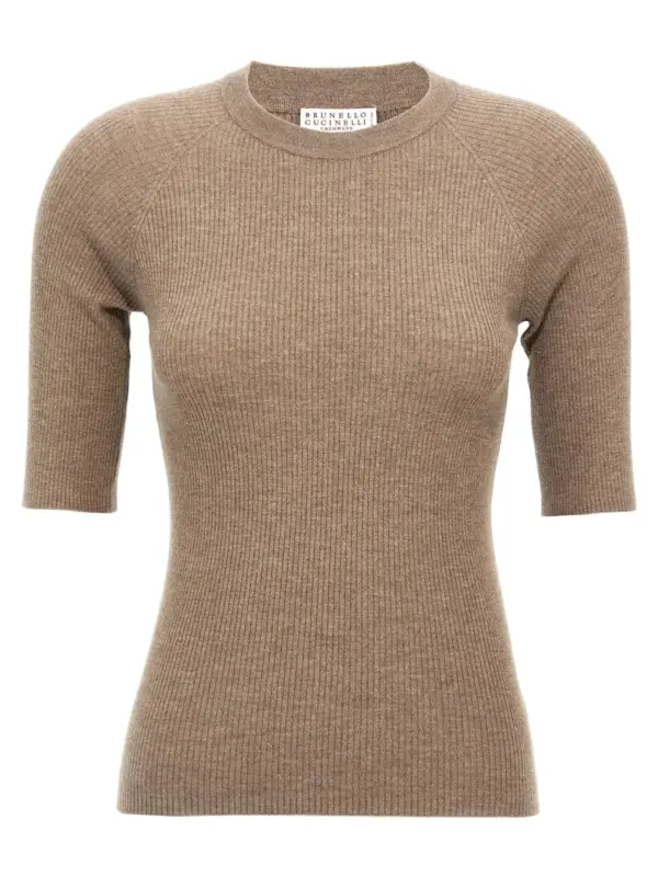 'Sparkling' T-shirt BRUNELLO CUCINELLI Brown