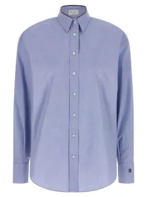 'Shiny Collar Detail' shirt BRUNELLO CUCINELLI Light Blue