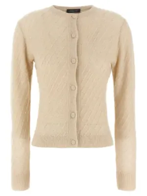 Sequin crochet cardigan FABIANA FILIPPI Beige