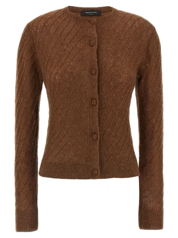 Sequin crochet cardigan FABIANA FILIPPI Brown