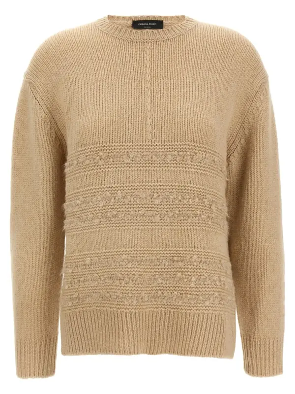 Bouclé insert sweater FABIANA FILIPPI Beige