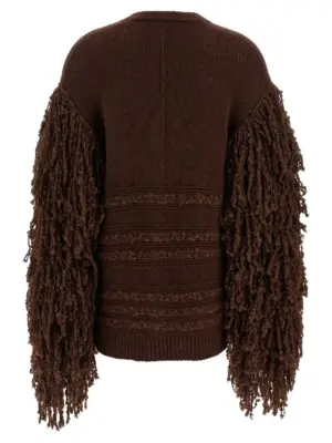 Bouclé fringed cardigan MAD215F120L5011269 FABIANA FILIPPI Brown