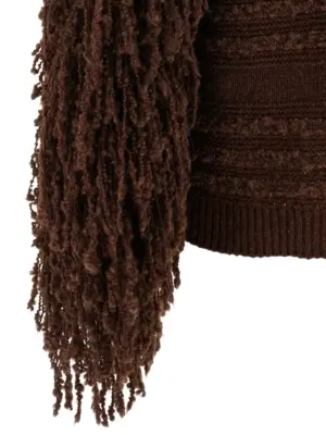 Bouclé fringed cardigan 100% camel FABIANA FILIPPI Brown