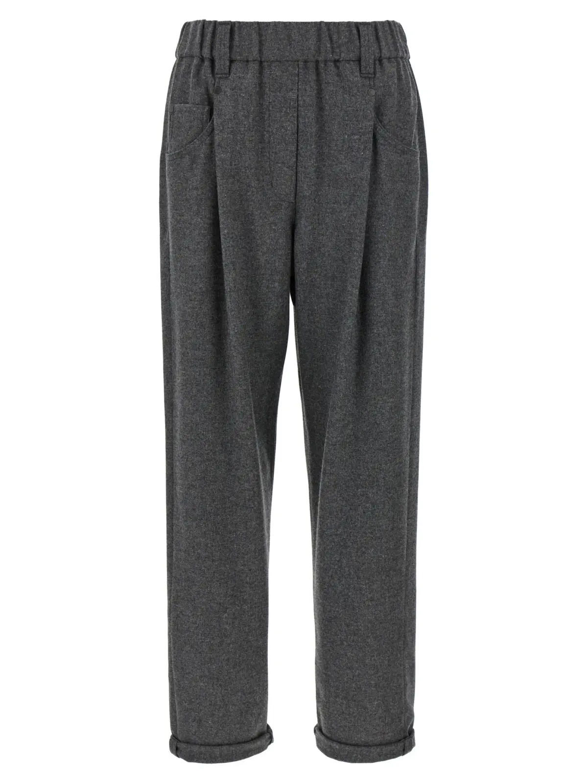 Штани вовняні та кашемірові Brunello Cucinelli Сірі 1 Wool and cashmere pants BRUNELLO CUCINELLI Gray