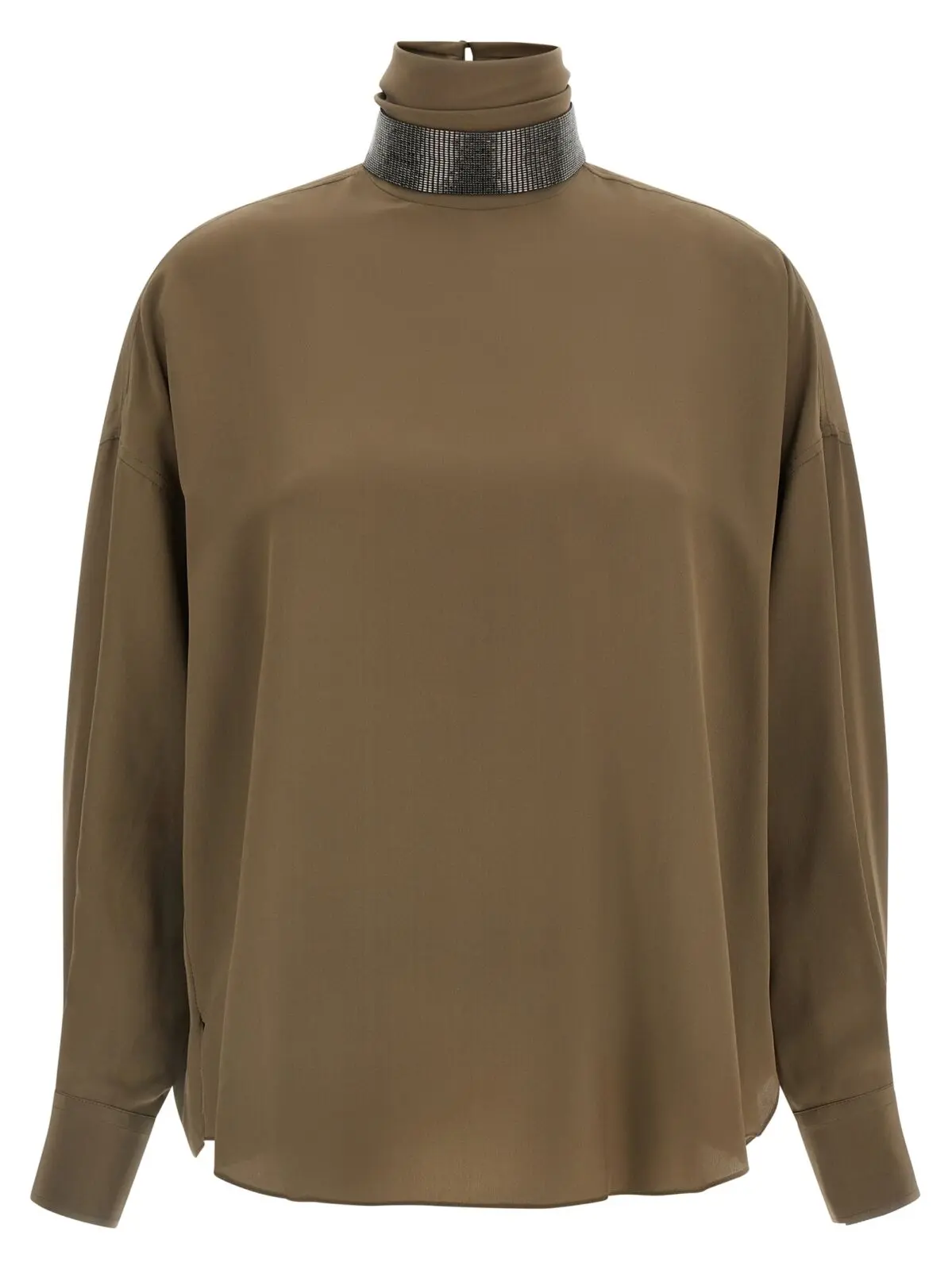 Блуза шовкова Brunello Cucinelli Коричнева 1 Silk blouse BRUNELLO CUCINELLI Brown