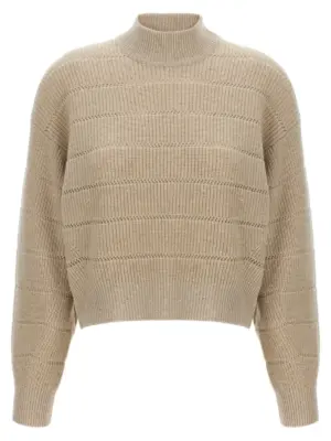 'Rustic Dazzling Net' cropped sweater BRUNELLO CUCINELLI Beige
